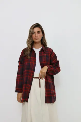 חולצה נועה משבצות בורדו