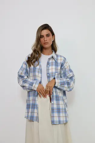 חולצה נועה משבצות תכלת