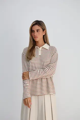 חולצת קלי שמנת/ חום