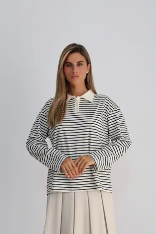 חולצת קלי שמנת /כחול