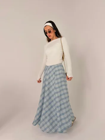 חצאית מאי תכלת משבצות