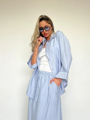 חליפת פולו תכלת